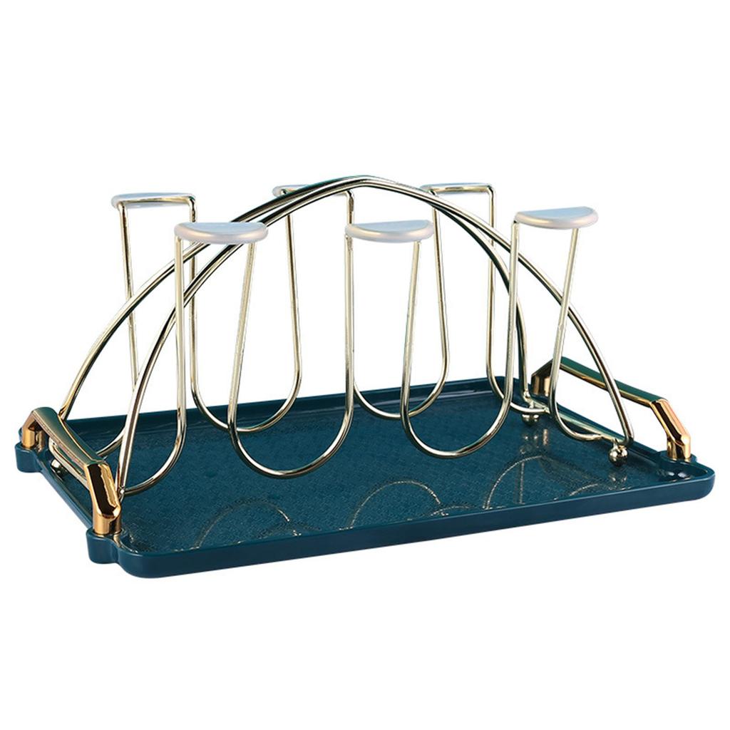 Inverted Glass Mug Hanging Rack With Drain Tray For Home Kitchen Countertop