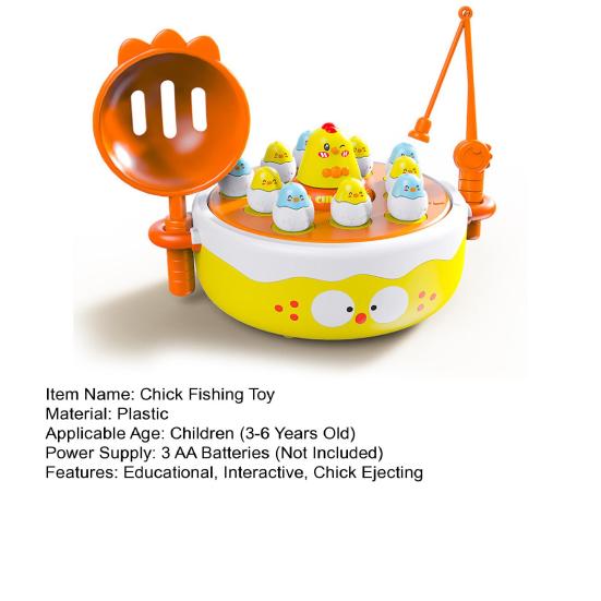 1 Set Chicken Launching Fishing Toy Rotating Turntable Cartoon Chick Bounce Catch Board Game Interactive Toddlers Educational