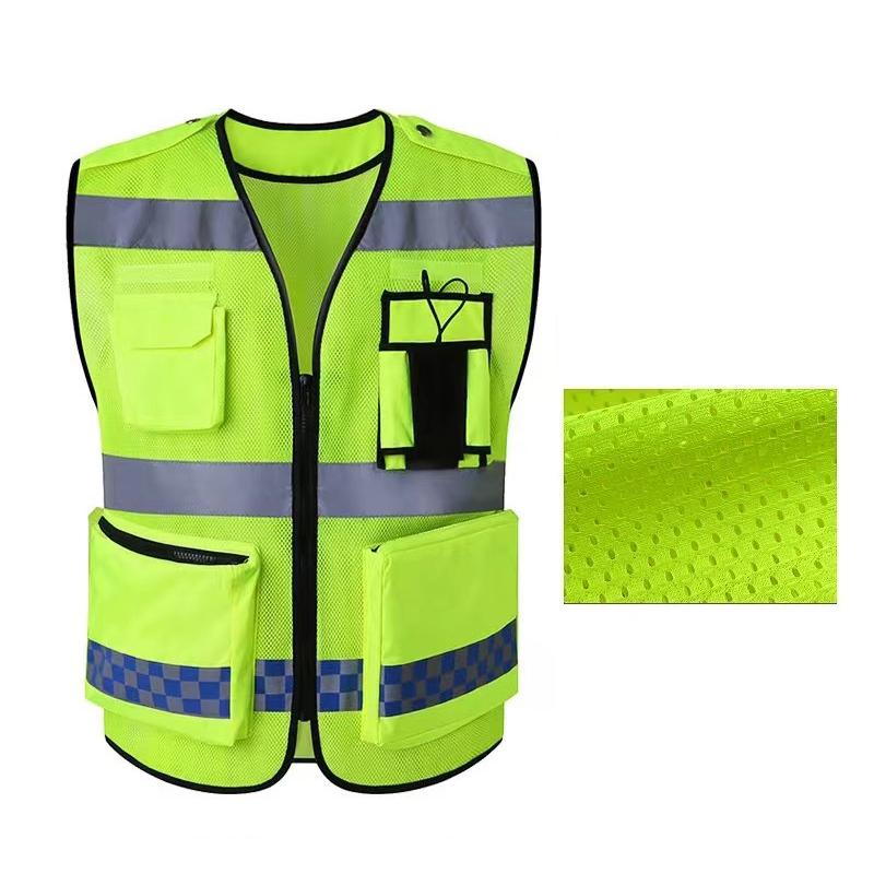 High Visibility Reflective Safety Vest Mesh Cloth Fabric with Pockets and Zipper Durable for Bicycles Outdoor Biking Men Women