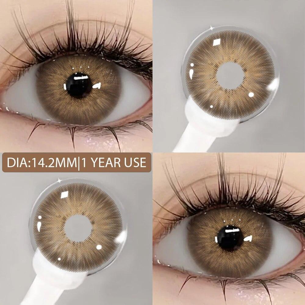 AMARA 1pair Colored Contact Lenses Natural Eye Lens Blue Eye Lenses Brown Lenses Gray Pupils Yearly Cosmetic Green Contacts