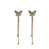 925 Silver Diamond Butterfly Earrings with Long Tassels - Elegant and Fresh High-End Jewelry