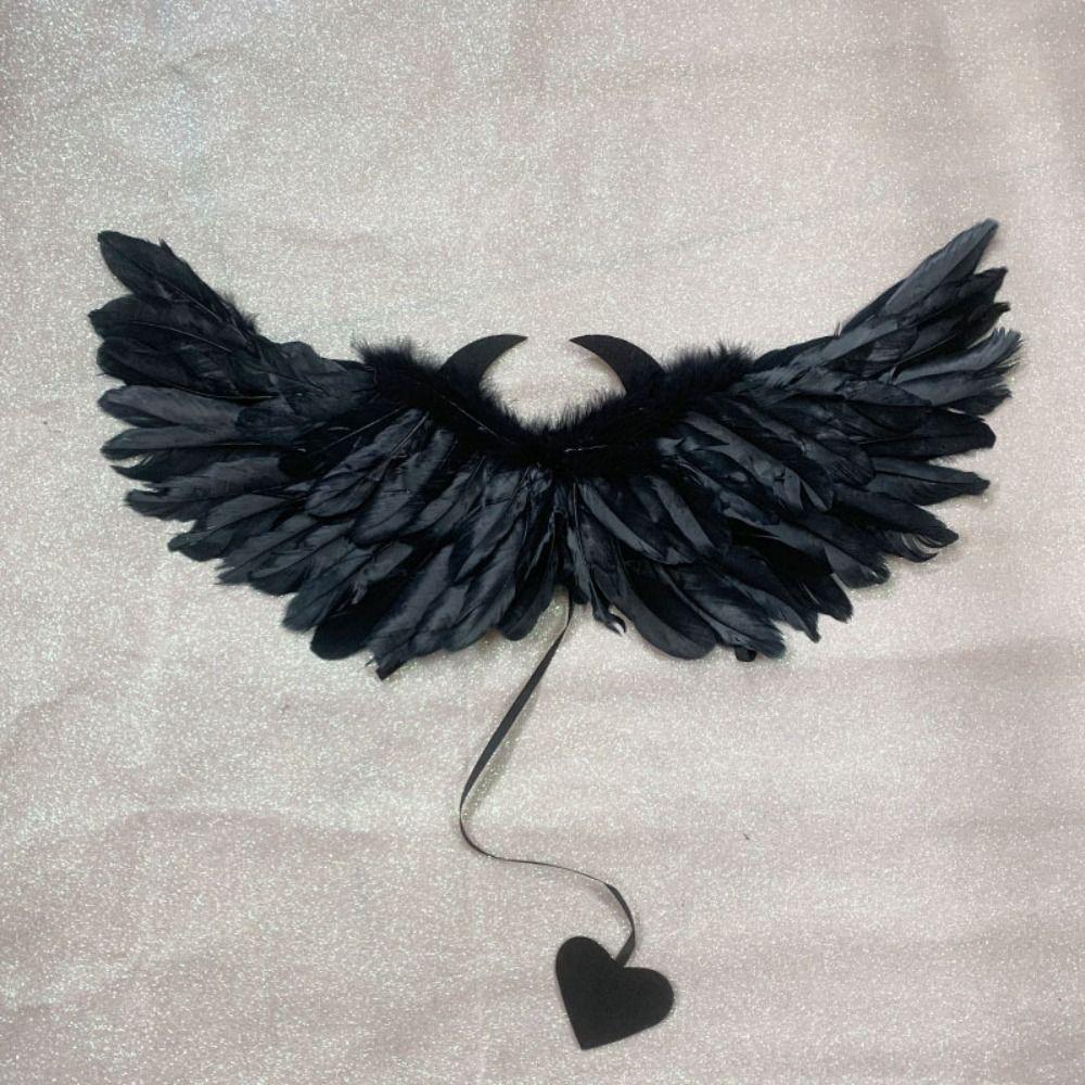 Love Tail Angel Feather Wing Evil Horn Photo Props Creative Devil Feather Wing  Dance Show Props