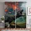 Jurassic Park Home Interior Curtains for Camera Tulle for Bedroom Shades Partition Anti-mosquito Curtains 2 Pieces Curtain Room