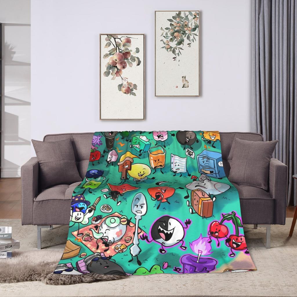 BFDI Inanimate Insanity All Characters Blanket Warm Soft Plush Throw Blanket For Home Decor Picnic Flannel Bedspread Bed Cover