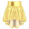 Girls Elastic Waist Ruffle Dance Skirt Bronzing Cloth Irregular Hem Stylish Performance Skirt