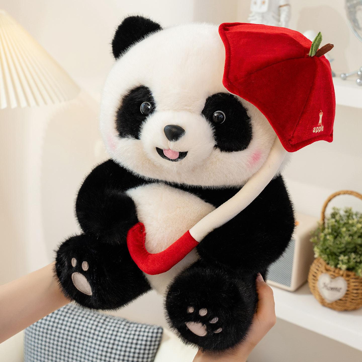 

Apple Handheld Cute Umbrella Panda Plush Backpack Doll Pp Cotton Filling Umbrella,25cm