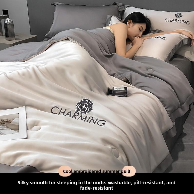 Summer Air Conditioning Quilt with Cool Feeling Ice Silk Summer Set - Machine Washable 150x200cm