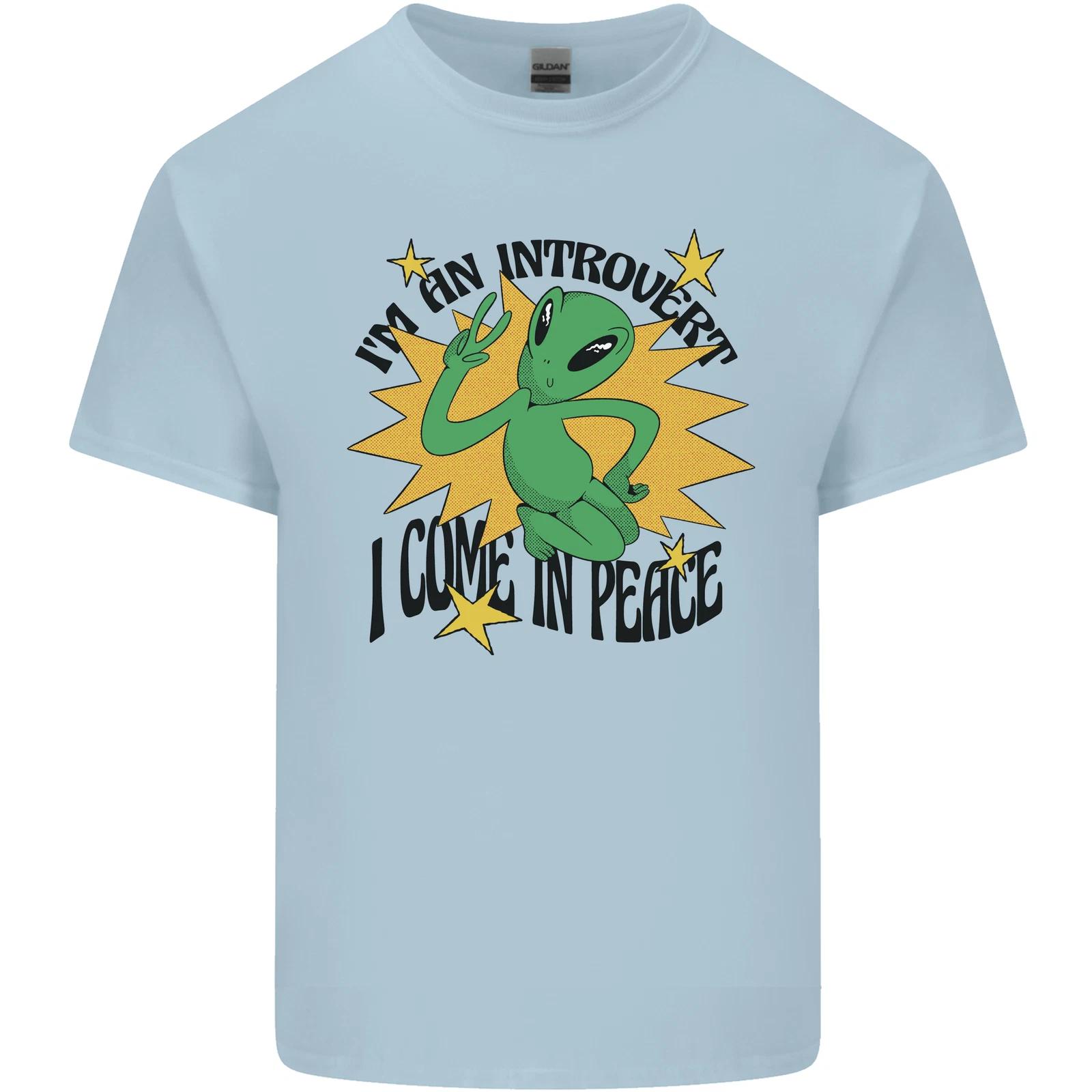 

Alien Introvert I Come in Peace Funny UFO Kids T-Shirt Childrens 4XL