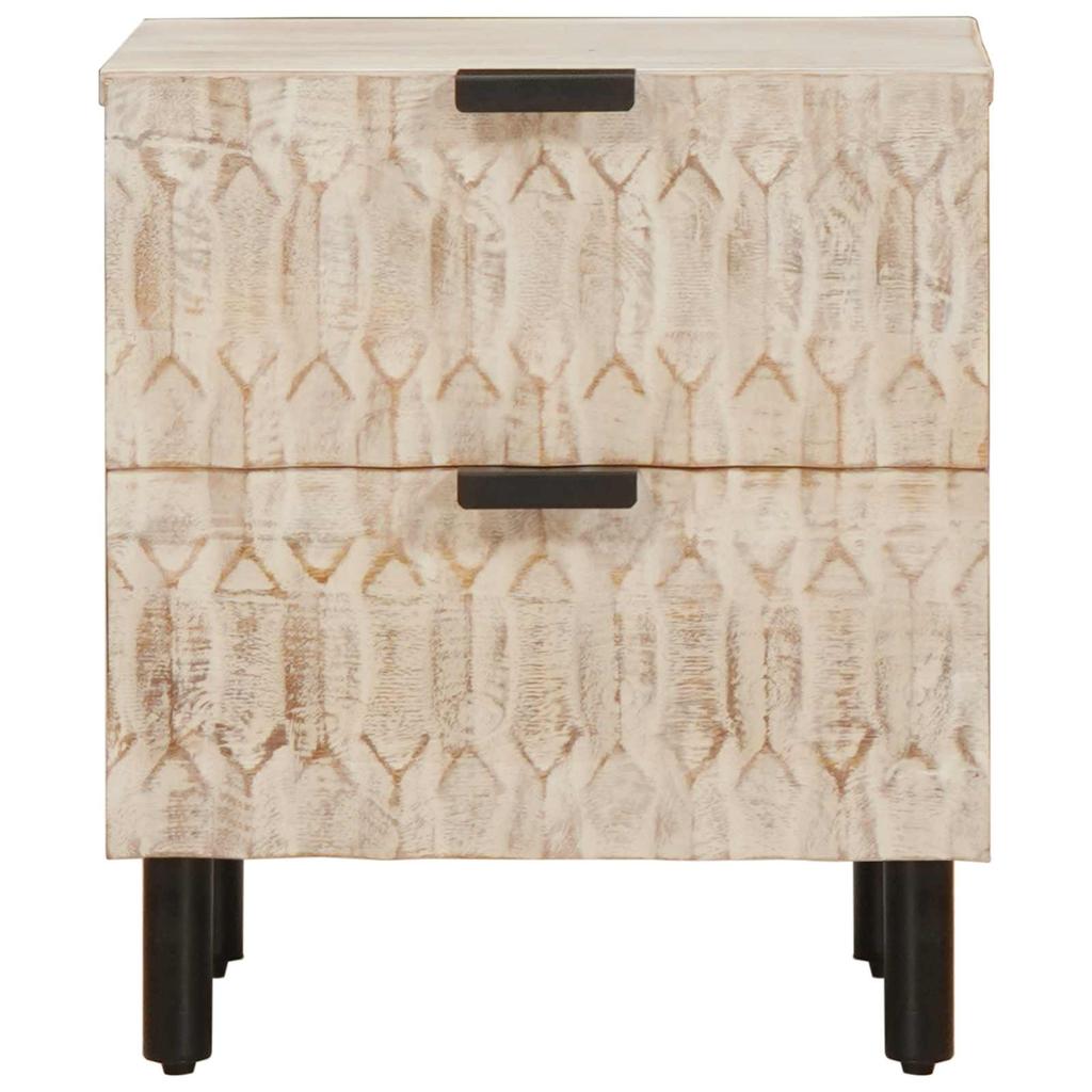 Nightstand with Drawers White 40 x 33 x 46 cm Solid Mango Wood
