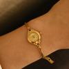 New Women Light Luxury Quartz Watch Round Small Dial Thin Strap Gold Bangle Style Timepiece