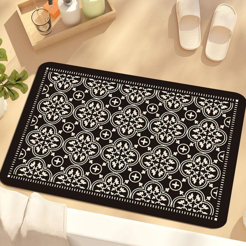 Retro Chinese soft diatom mud absorbent mat bathroom floor mat toilet door toilet mat quick drying non-slip foot mat