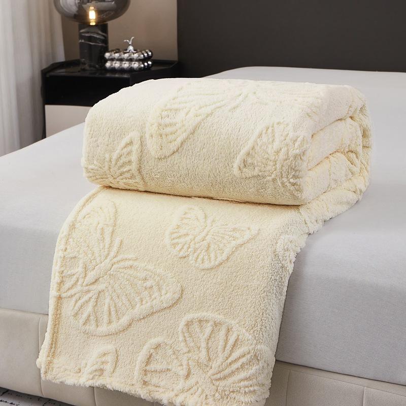 Butterfly Jacquard Four Seasons Flannel Blanket with Exquisite 3D Butterfly Comfortable and Warm Suitable for Bed Sofa Camping Blankets