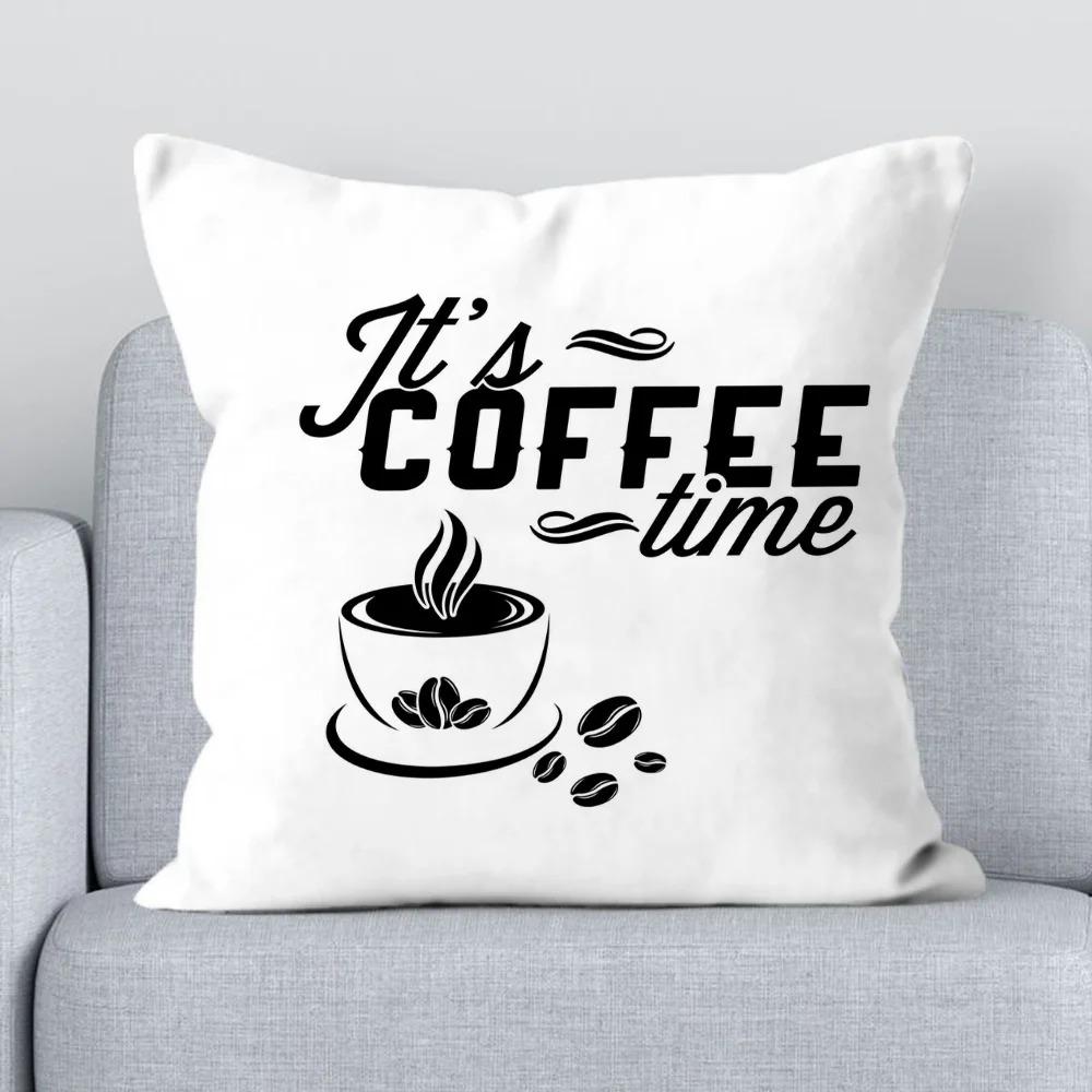 Office Sofa Cushion Cover Coffee Time Cushion Cover Pillow Decorative Printed Pillow Cover Home Furnishings