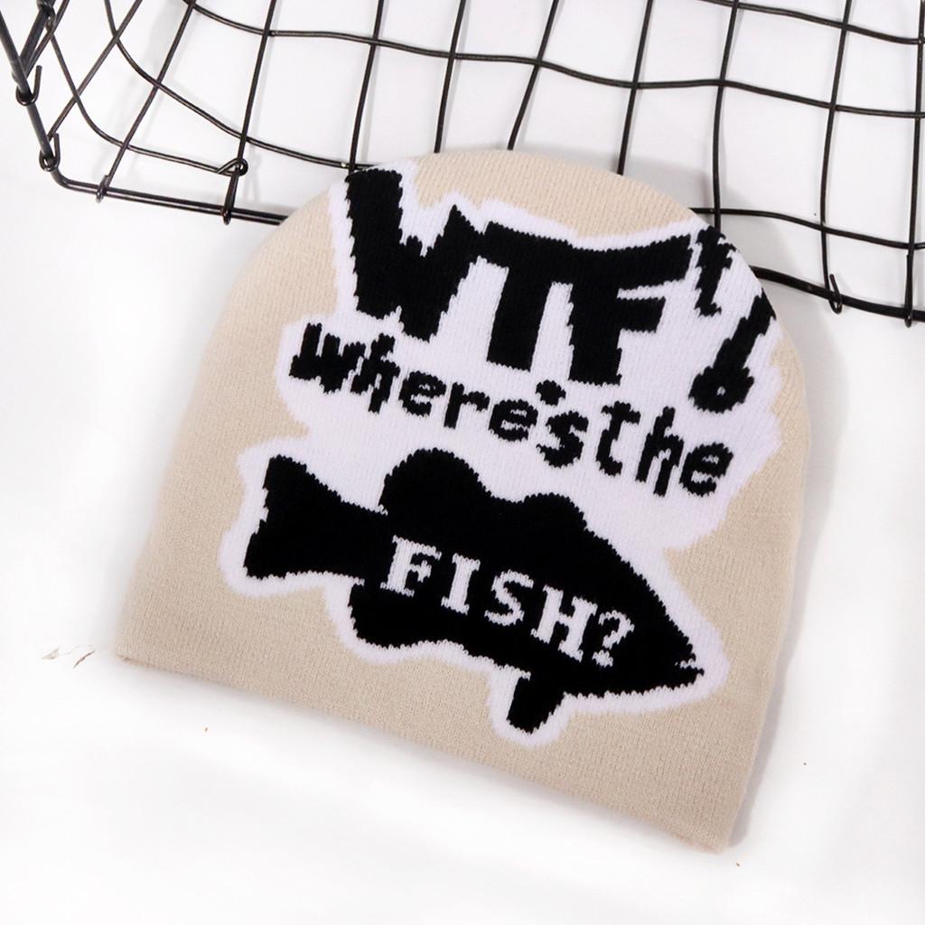 Fashion Color Blocked Letter Pattern Neutral Casual Warm Knitted Hat For Men And Women Winter Warmth Street Fashion