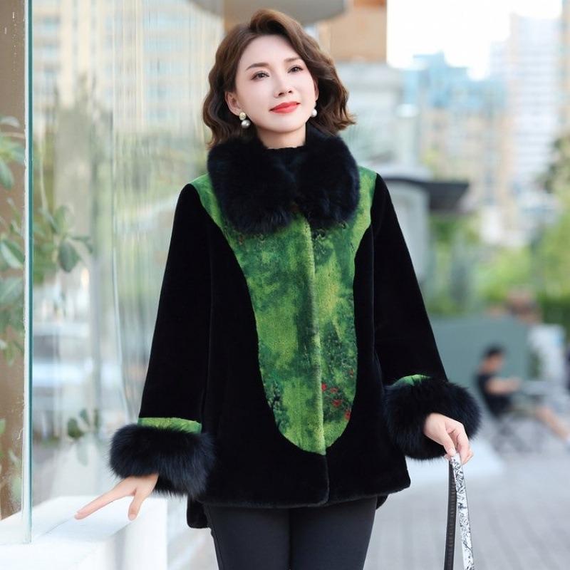 

Мамино зимнее пальто пальто утолщенное искусственная кожа мамино зимнее пальто бабушки поверх одежды пальто для пожилого человека зима 5XL [Recommended 150-80 kg] зелёный