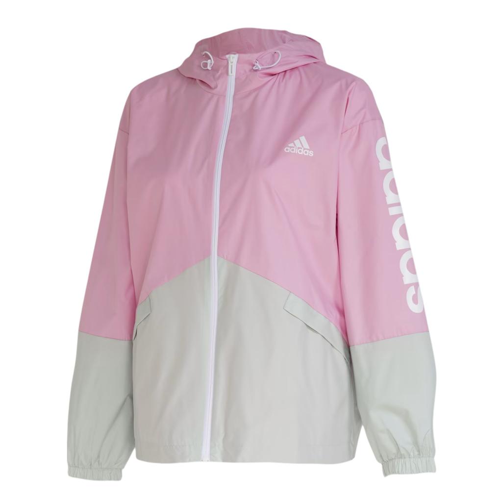 New Adidas ESSENTIALSWindbreaker Jacket Women's Pure Pink/White HL2145