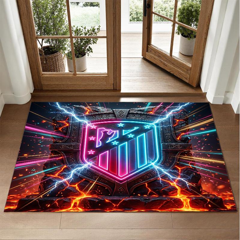 Atletico Madrid Design Crystal Velvet Rug Soft Decorative Mat for Bedroom Entrance