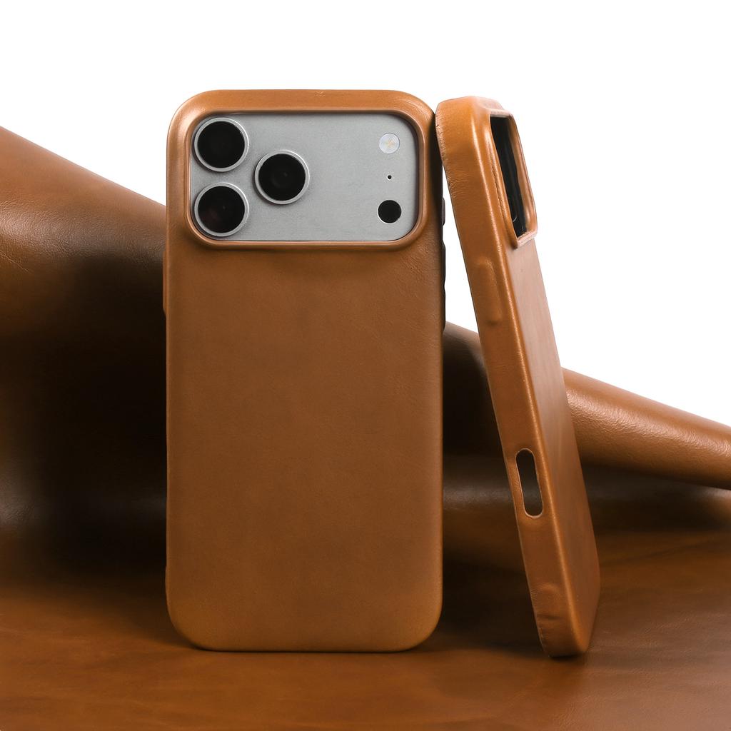 Premium Real Leather Back Case For Iphone 17Pro 16pro Max 15 14 13 12 11 Business Full Covered Protective Cover Phone Cases