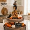 Unique Gothic Decor Autumn Witch Figurine Statue, Resin Halloween Fall Tabletop Decor, Shelf Ornament for Mantel Fireplace Desk Tiered Tray