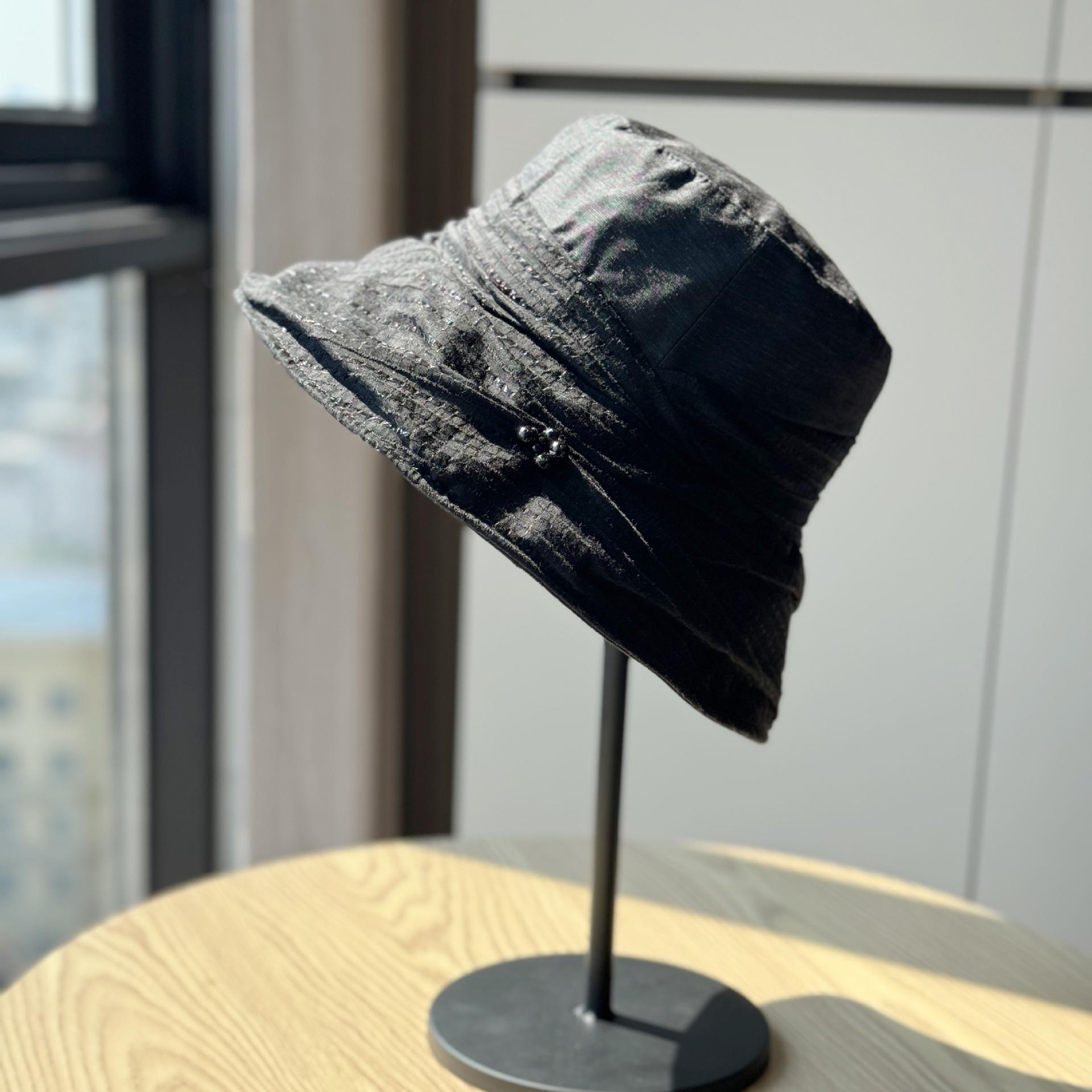 

New Japanese-style elegant, lightweight, breathable sun hat for summer outings, fisherman hat that makes the face look smaller, UV protection sun hat Adult54-60Average Size чёрный
