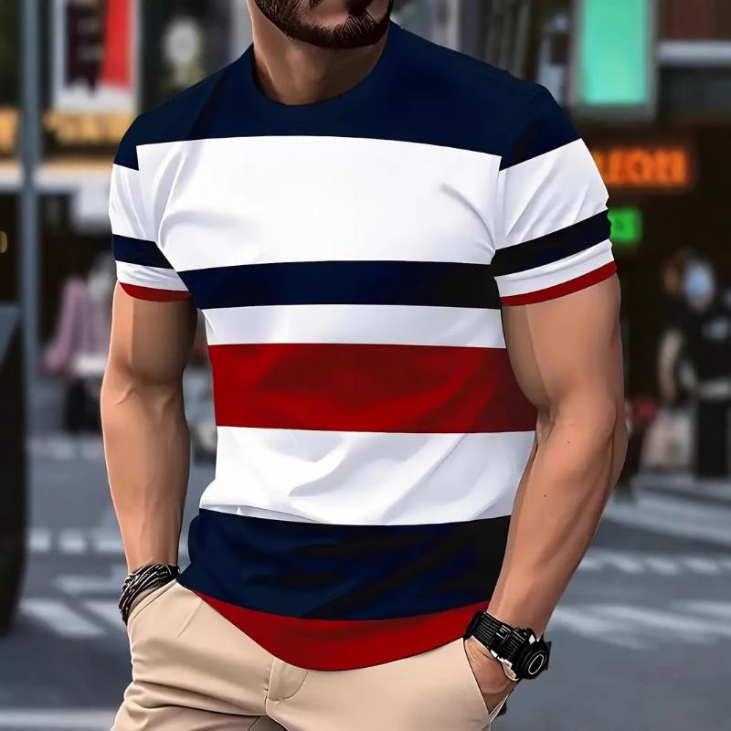 3D Line Printed Men'S T-Shirts Fashion T-Shirts For Men Street Designer Short Sleeved Oversized Top Tees Daily Casual Sportswear