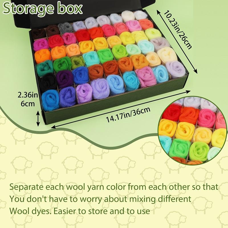 270 G Felt Wool Set of 54 Colours Wool Roving Felting Wool Dry Felting Needle Felt Accessories for Starter DIY Wool Craft