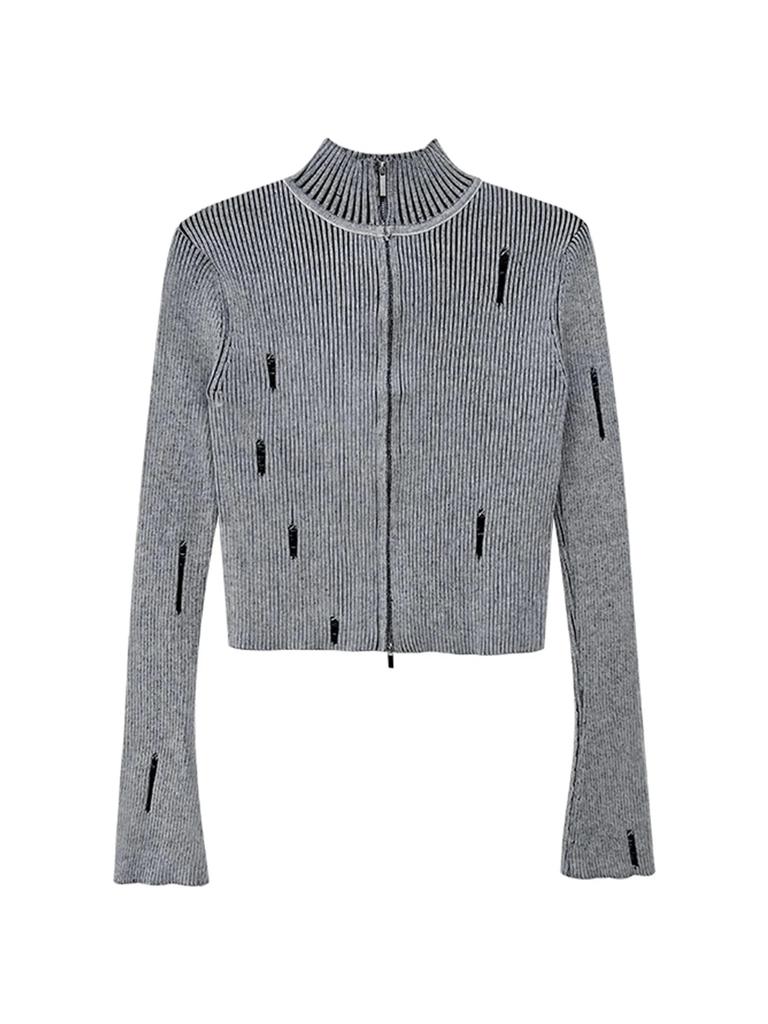 Vintage Zipper Strickjacke Frauen Y2k Ästhetischen Grunge Pullover Jacken Weibliche Harajuku Dünne Gestrickte Mäntel Femme C-246