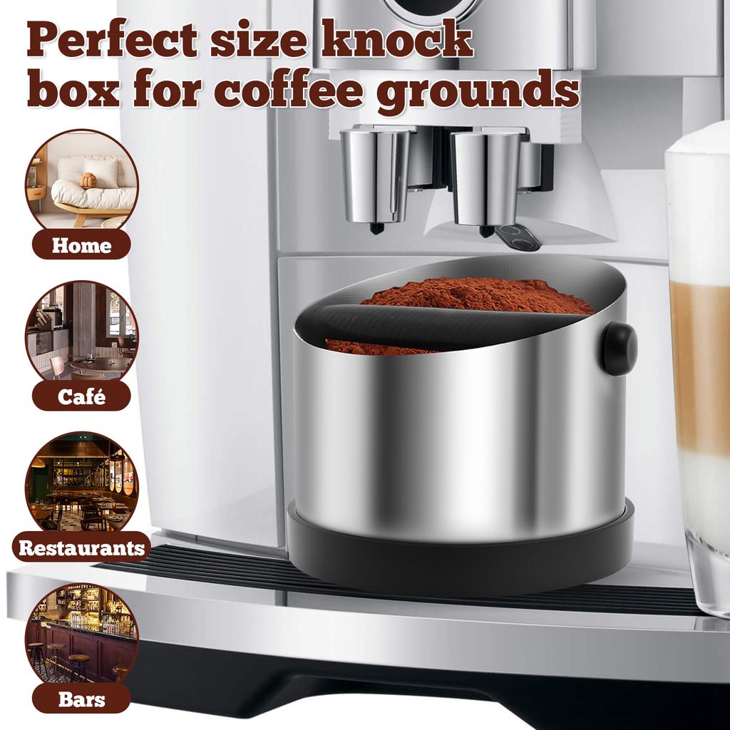 1/3pcs Shock-Absorbent Coffee Knock Box Anti-slip Espresso Dump Bin For Coffee Grounds Steel/Rubber Bar Coffee Grind Waste Bins