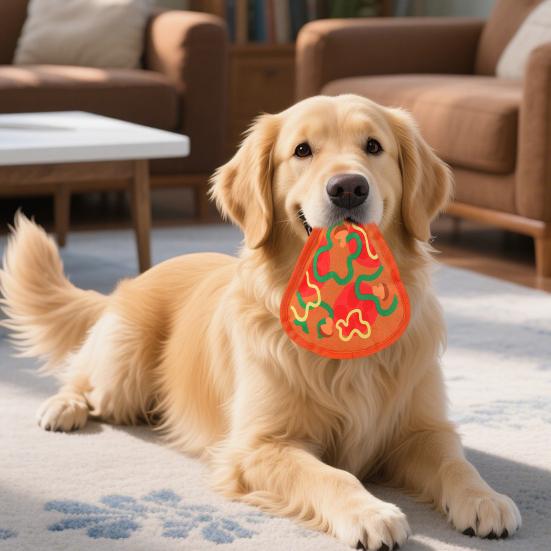 Hamburger Dog Chew Toy with Squeaker Pizza Hot Dog Popcorn Sausage Teething Cleaning Toy Interactive Toy for Small Medium Large