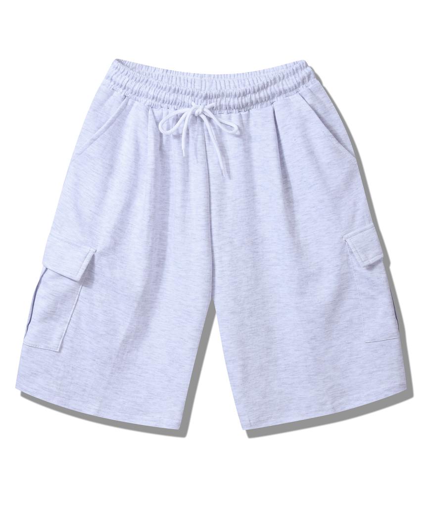 ROCKED GARAGE [Unisex] Bermuda Wide One-Pleat Cargo Sweat Shorts [Back Melange]