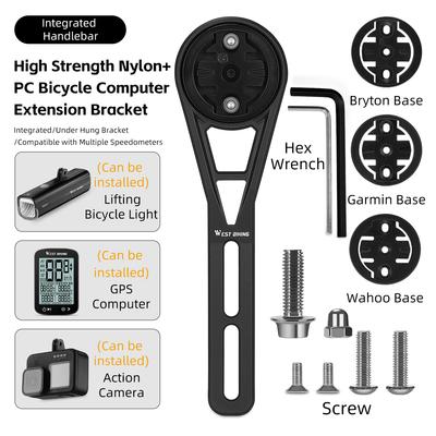 WEST BIKING Bike Handlbar Computer Mount Nylon Support Holder MTB Road Bike Handlebar Extender Base for Garmin Bryton Wahoo