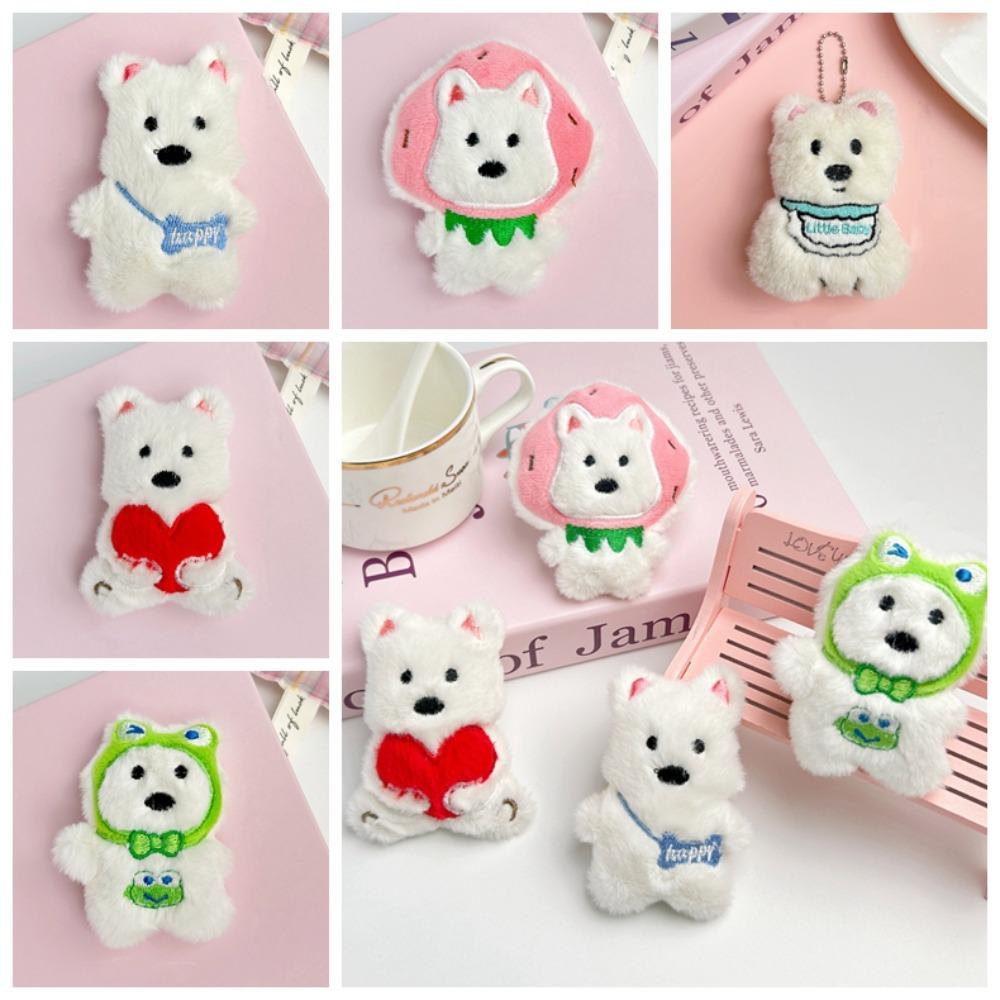 

Брелок для ключей с изображением щенка вест-хайлендской собаки, плюшевый, пищащий, плюшевый, собачий, украшение bib