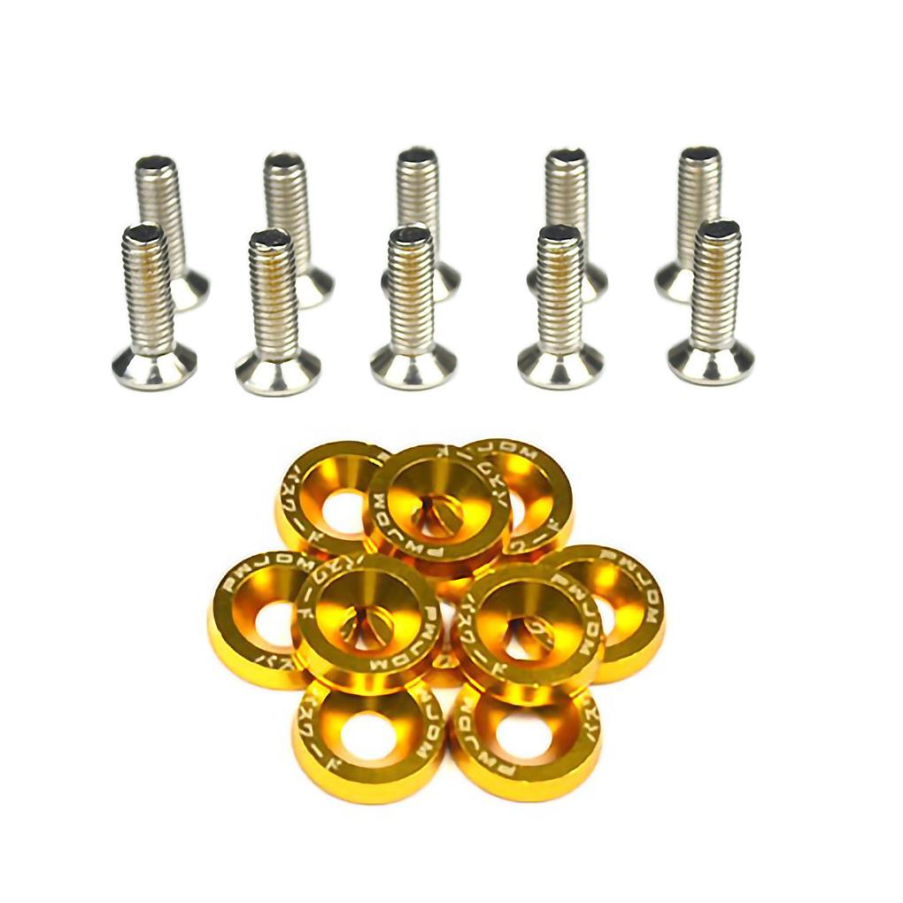 10pcs For M6 JDM Car Bumper Engine Concave Screws Modified Hex Fasteners Fender Washer Auto Part Accessories