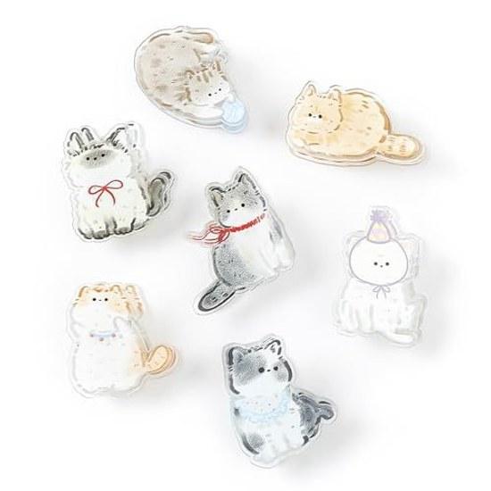 Newseego Clip (7 Pieces) Cute Cat Pattern Corner Stationery Paper Organization Book Protection No Punching Required Reusable School Business Household