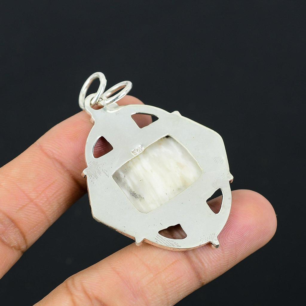 Sterlingsilber Strahlender Natürlicher Skolezit Jubiläum Einzigartige Hochzeit Neuer Anhänger