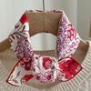 Frühling und Sommer Neu Damen Kleiner Seidenschal, Hautfreundlich und Bequem Böhmischer Kleiner Quadratischer Schal