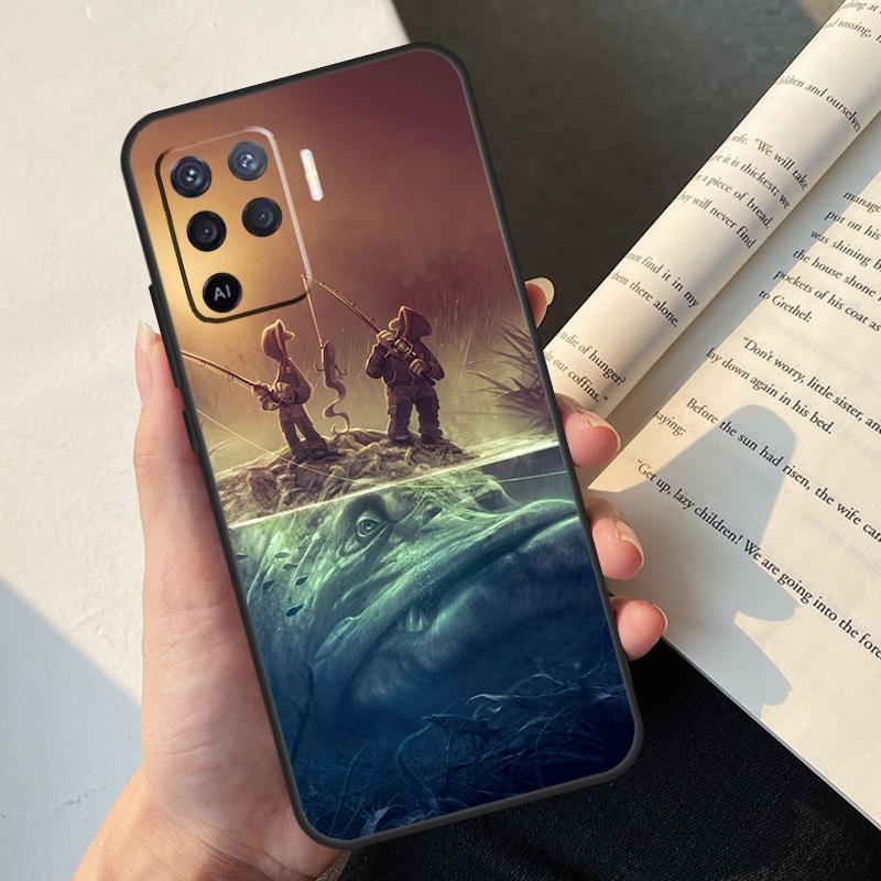 Fish Fishing Case For Oppo A58 A98 A78 A18 A38 A60 A80 A40 A77 A57 A17 A74 A54 A94 A96 A76 A16 A15 A5 Pro