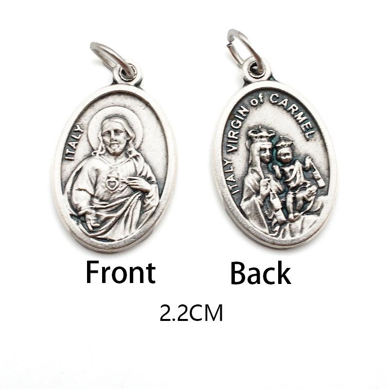 Breloques métalliques réversibles pour colliers, bracelets, accessoires de bricolage, grande médaille ovale de saint pour tout type de chaîne ou de collier, bijoux chrétiens