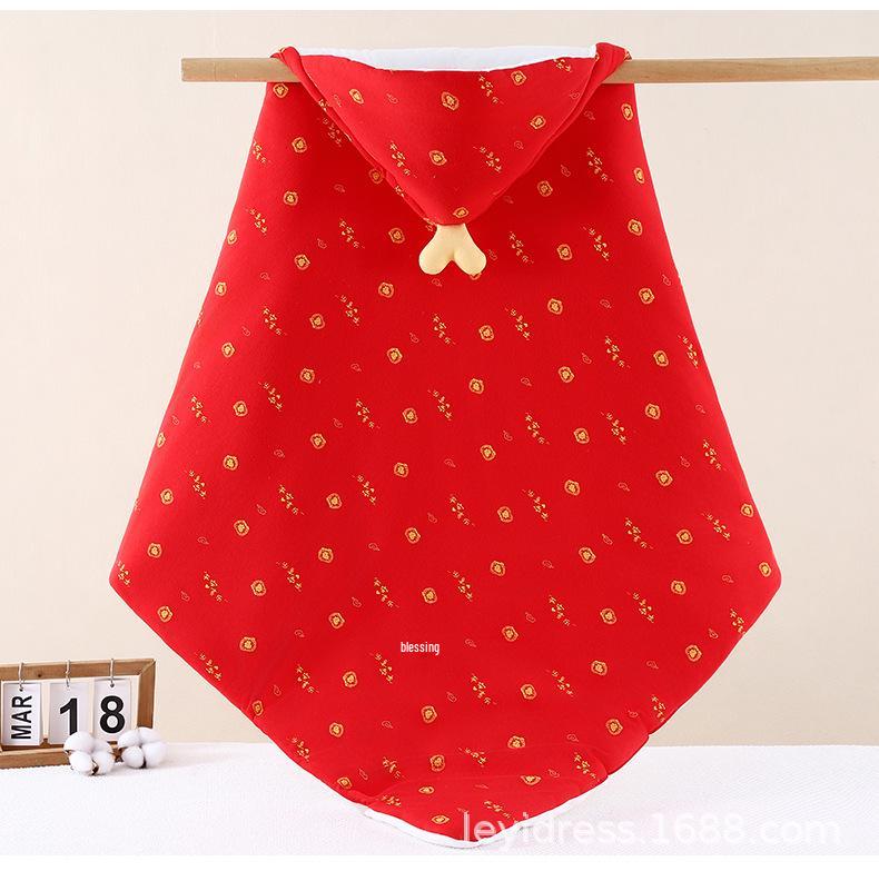 Red Pure Cotton Newborn Swaddle Blanket - Skin-friendly, Washable with Tie
