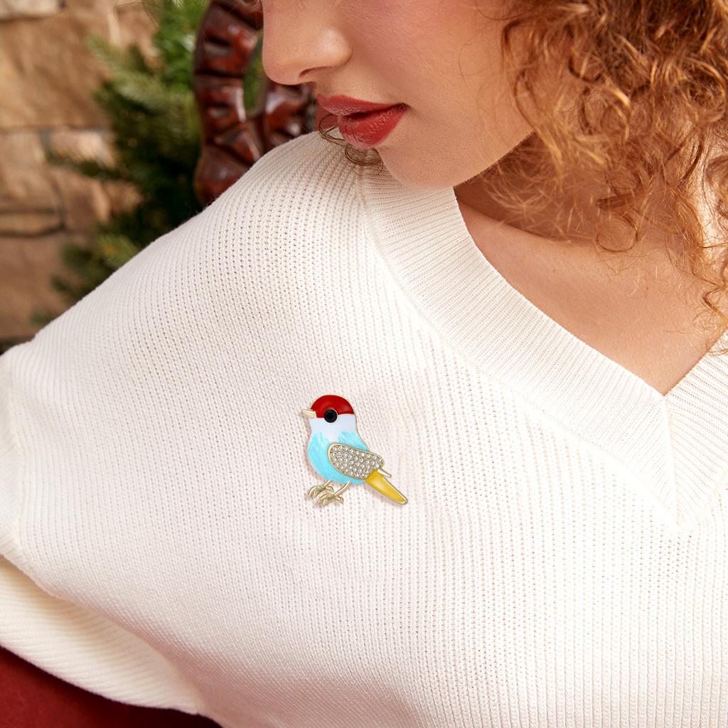 Fashion Enamel Bird Brooch for Women Unisex Rhinestone Animal Pins Keychain Event Party New Gifts Jewelry Decoration Accessories