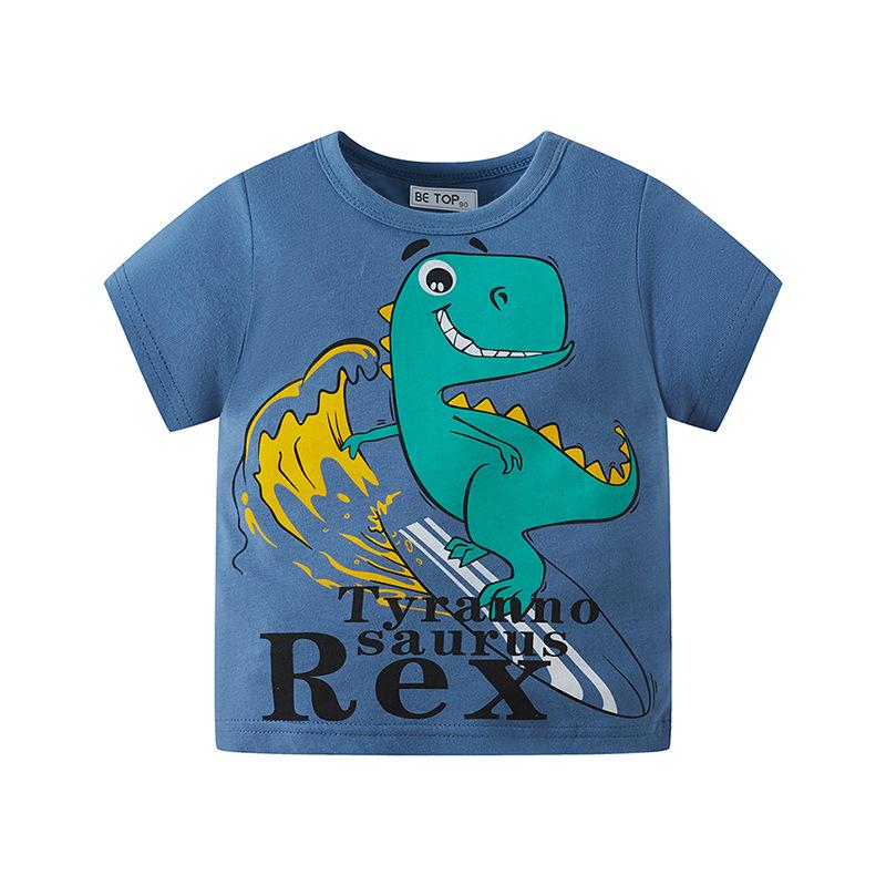 Dinosaur Cartoon Short Sleeve Toddler T-Shirt for Summer