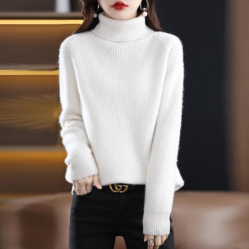 Dámský kašmírový svetr Qinghe kašmír 30% kašmír 70% vlna podzimní a zimní kašmírový hustý svetr měkký a teplý