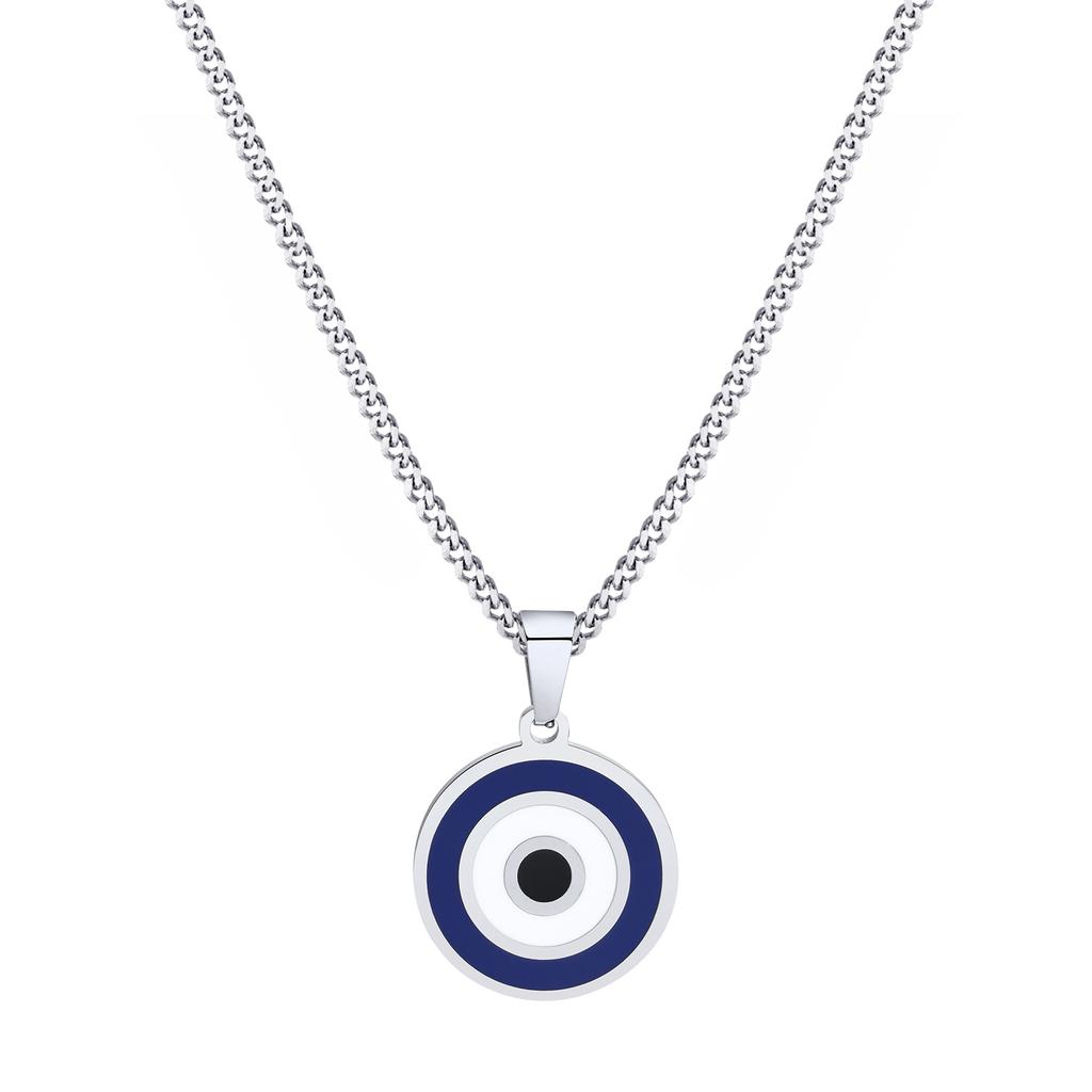 Vnox Turkish Lucky Double Layer Evil Eyes Pendant Necklace for Men, Stacked Blue Eye Necklace Set Jewelry Gift