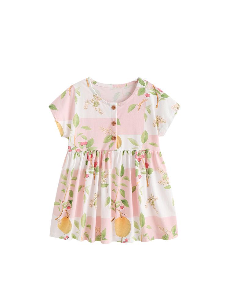Malwee Girls' European-American Summer Princess Dress - Round Neck, Short Sleeve