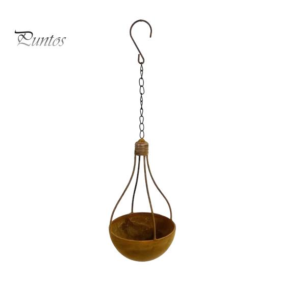 Durable Metal Hanging Pot Planter Basket And Bird Feeder, Creative Light Bulb Shape Weatherproof Feeder Flower with Chain for Outdoor Garden