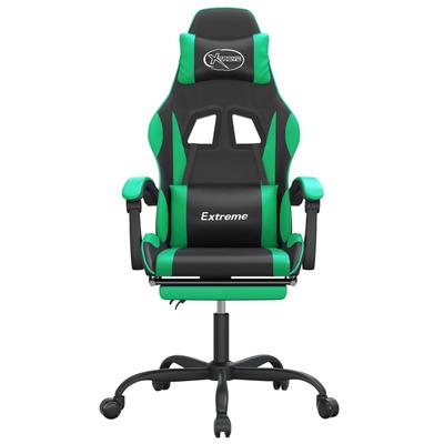 Gaming Chair with Footrest Black and Green Artificial Leather