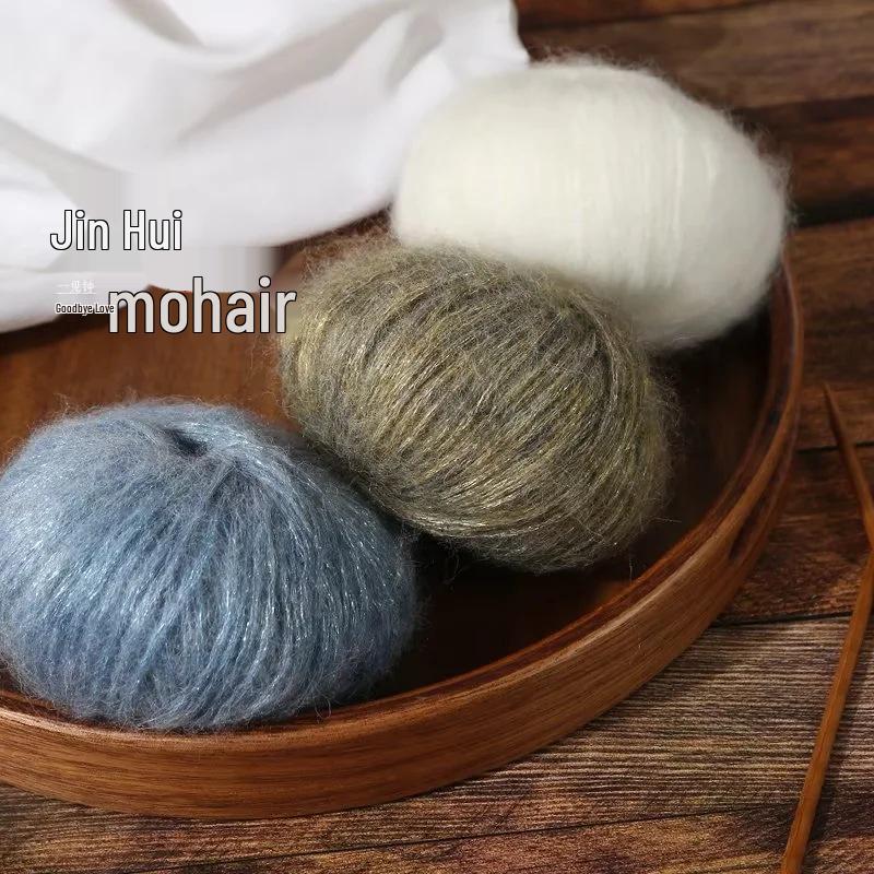 Hand-Knitted Glitter Mohair Wool Sweater and Scarf Coat