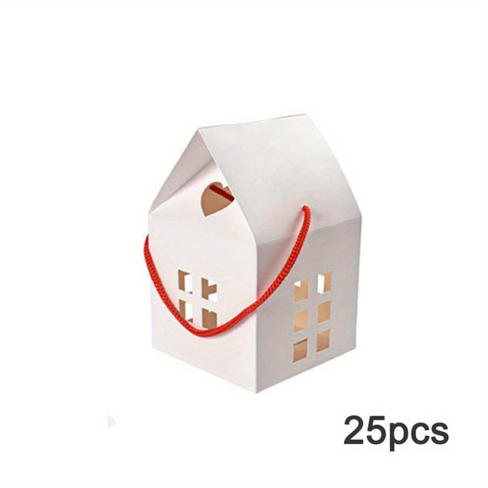 25 Stück Hausförmige Geschenkboxen mit Henkel Kraftpapier Süßigkeitenboxen Hochzeitsgastgeschenk-Boxen Aufbewahrungsboxen Verpackungsboxen Dekoration