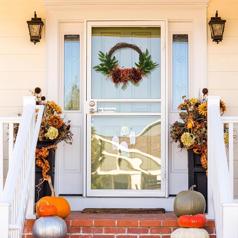Artificial Flower Wreath for Front Door Farmhouses Garden Wedding Indoor and Outdoor Decorations, Spring Wreath