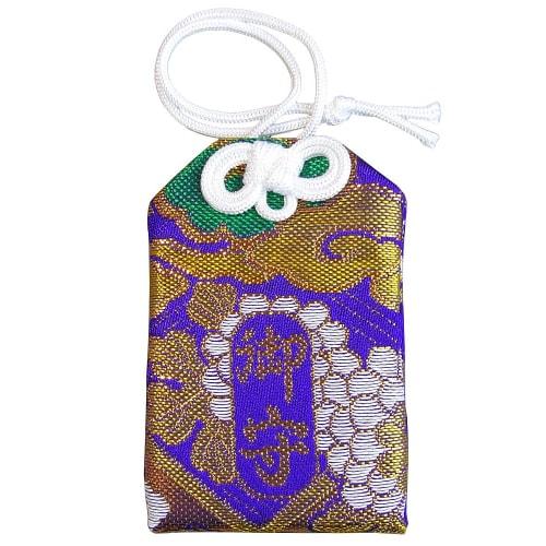 Amulet Bag (purple Background with Chrysanthemum and Dragon) - Amulet for Passing Exams and Traffic Safety